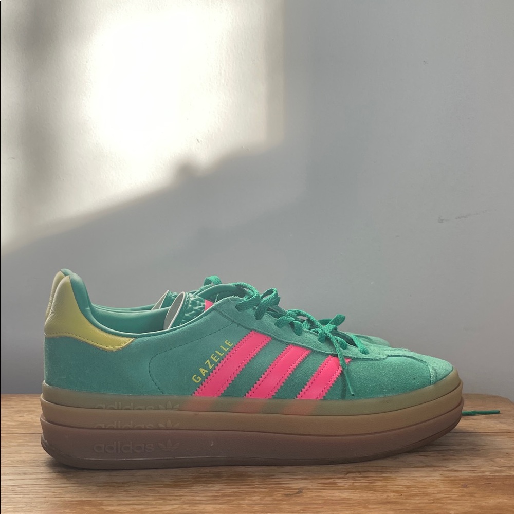 Adidas Gazelle Green and Pink Sneakers